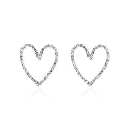 Simple Style Heart Plating Alloy Artificial Gemstones Earrings Ear Studs