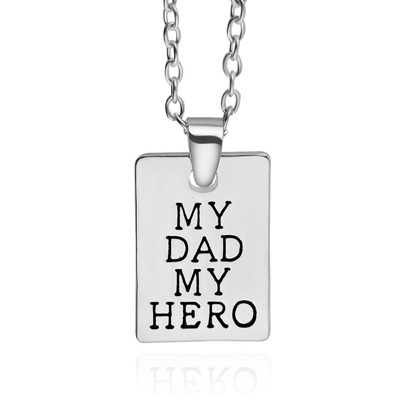 New Fashion Geometric Square Pendant Necklace Father&#39;s Day Necklace Tag Necklace Wholesale