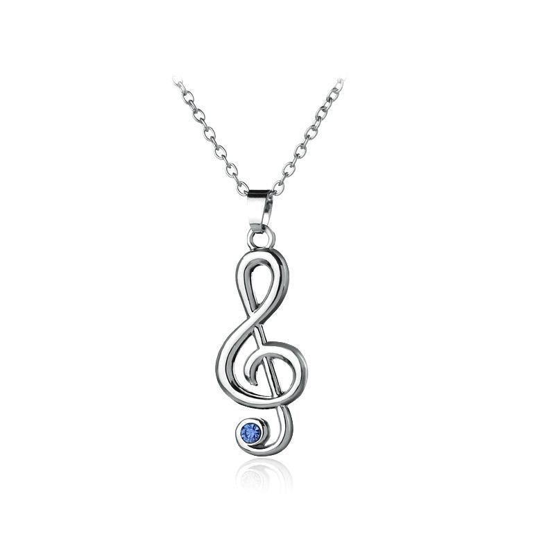 New Fashion Hollow Musical Note Pendant Necklace Music Symbol Diamond Pendant Necklace Wholesale