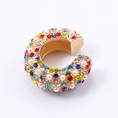 Wholesale Jewelry Fashion C Shape Alloy Artificial Gemstones Plating Diamond Earrings