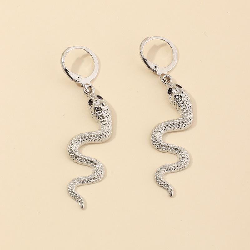 Jewelry Fashion Creative Snake Element Earrings Pop Punk Metal Snake Earrings