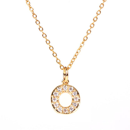 Fashion Letter Stainless Steel Diamond Necklace