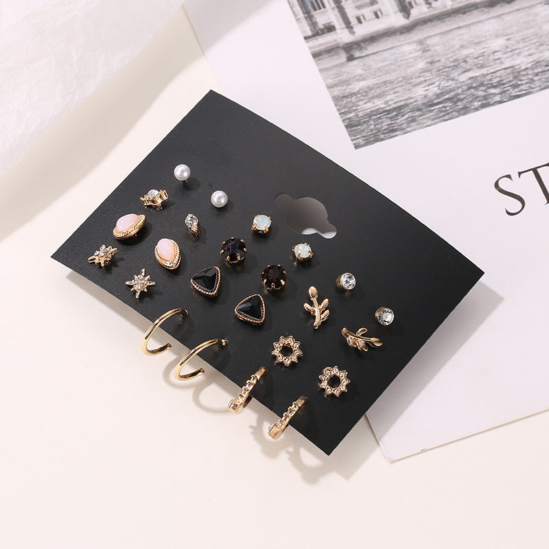 Explosion Models Set Earrings Simple 12 Piece Set Earrings Flower Set Earrings Wholesale Gooddiy