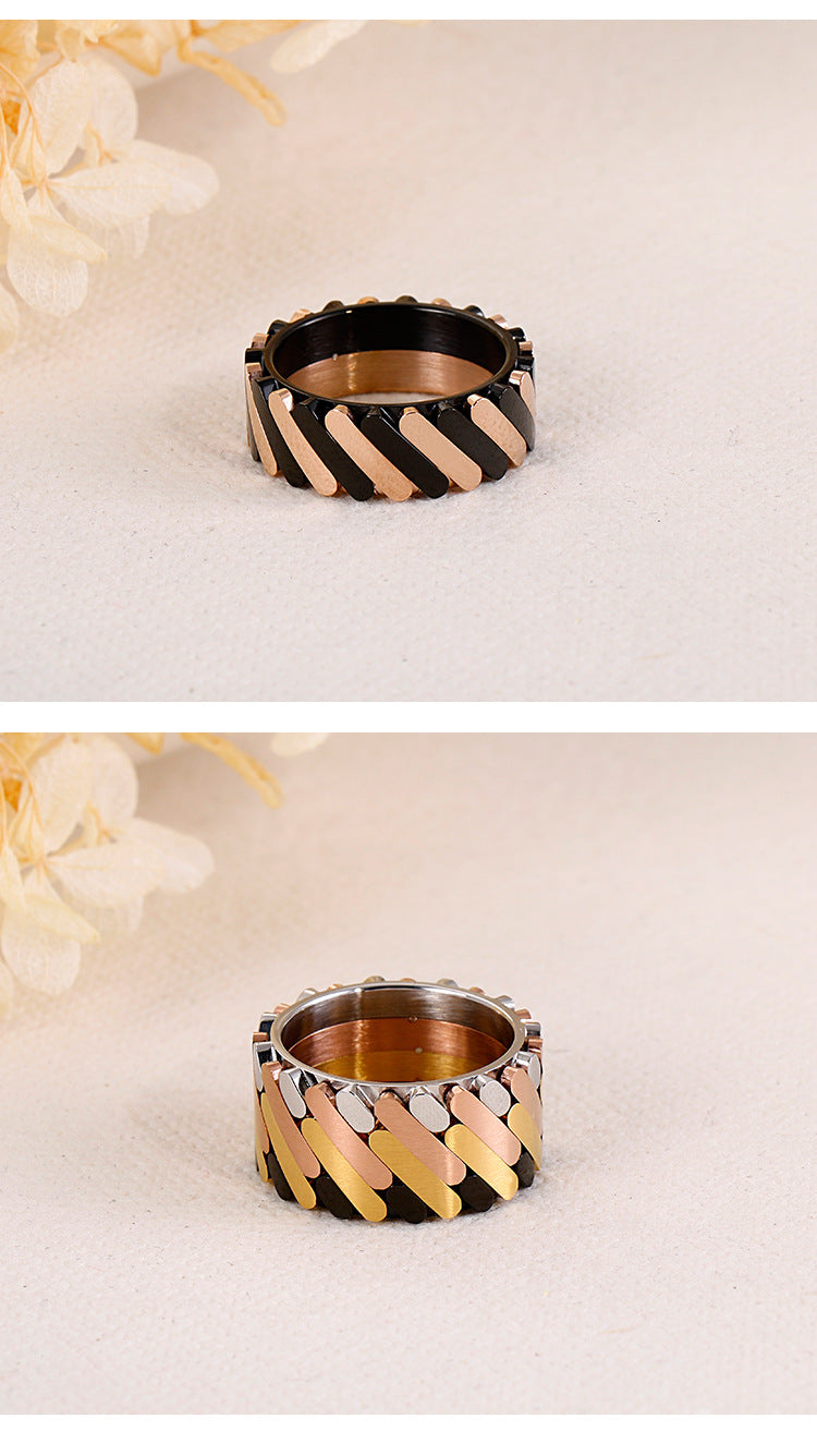 Fashion Simple Contrast Color Geometric Stainless Steel Ring Wholesale Gooddiy