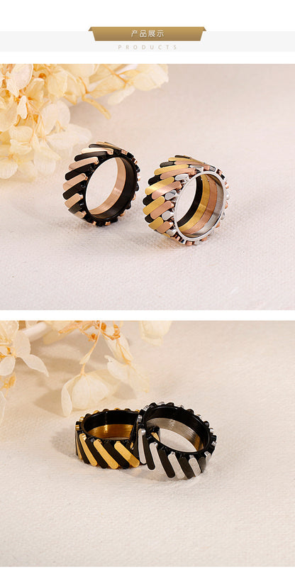 Fashion Simple Contrast Color Geometric Stainless Steel Ring Wholesale Gooddiy