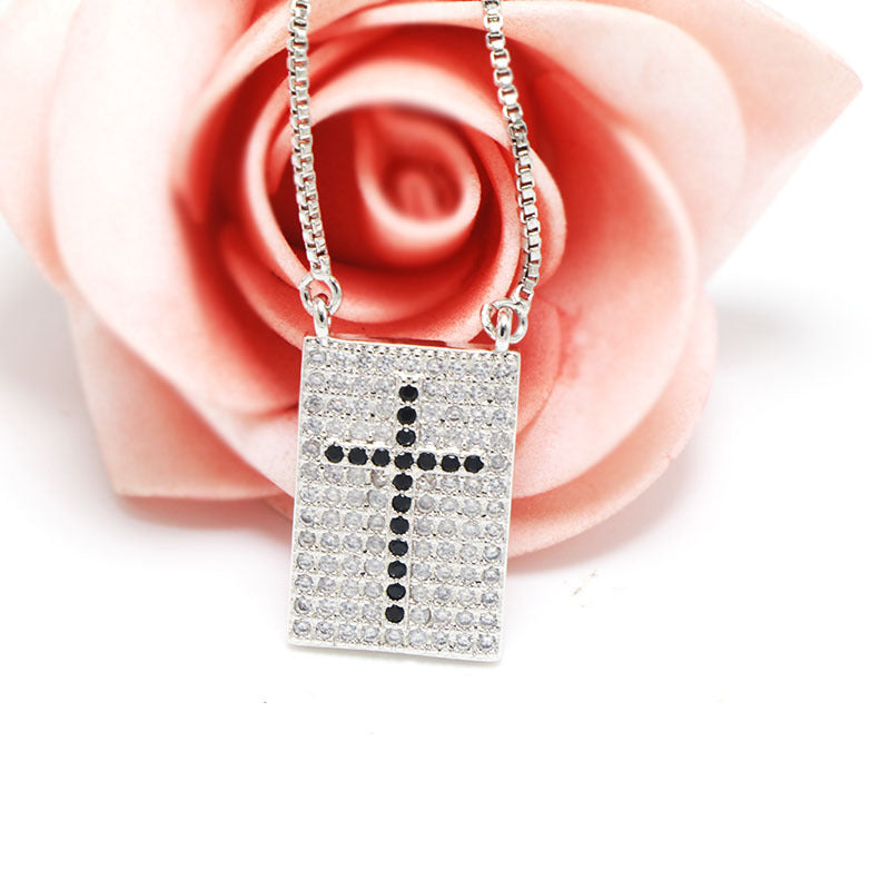 Simple Style Square Copper Plating Inlay Rhinestones Pendant Necklace