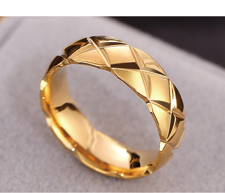 Fashion Plaid Titanium Steel Rings 1 Piece