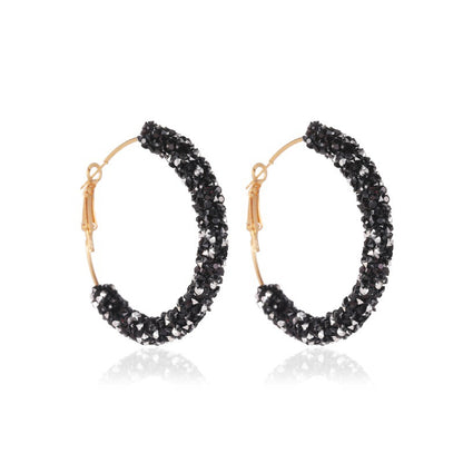 New Retro Exaggerated Crystal C-shaped Earrings Simple Half Circle Earrings Gooddiy Wholesale