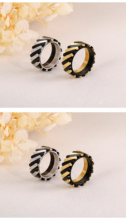 Fashion Simple Contrast Color Geometric Stainless Steel Ring Wholesale Gooddiy