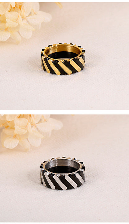 Fashion Simple Contrast Color Geometric Stainless Steel Ring Wholesale Gooddiy