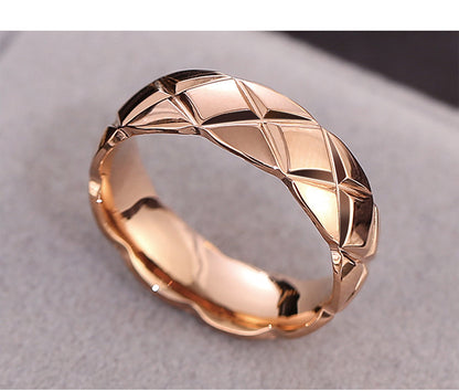 Fashion Plaid Titanium Steel Rings 1 Piece