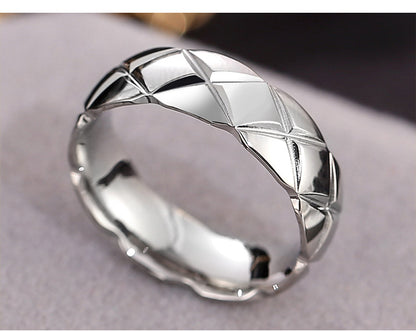 Fashion Plaid Titanium Steel Rings 1 Piece