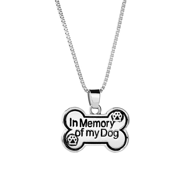 Fashion Simple Necklace Dog Bone Hang Tag Necklace Letter In Memory Of My Dog Dog Tag Necklace Gooddiy Wholesale