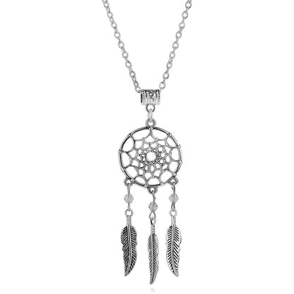 Fashion Simple  Clavicle Chain  Personality Dream Catcher Feather Pendant Necklace Earring  Set Gooddiy Wholesale