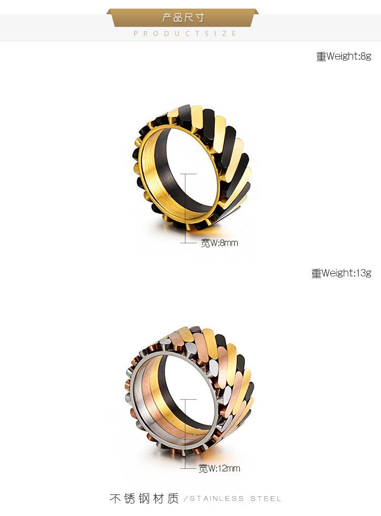 Fashion Simple Contrast Color Geometric Stainless Steel Ring Wholesale Gooddiy