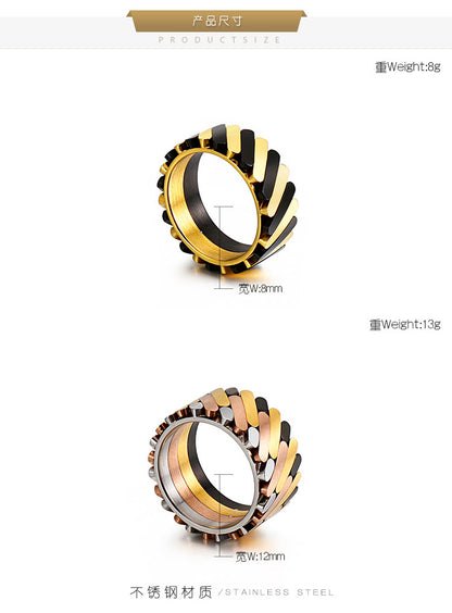 Fashion Simple Contrast Color Geometric Stainless Steel Ring Wholesale Gooddiy