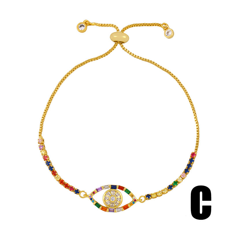 Popular Bracelet Jewelry Diamond Devil's Eye Colorful Crystal Eyes Bracelet
