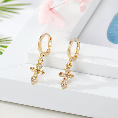 Ornaments Mini Star Earrings Zircon Lightning Cross Earrings Earrings Micro-set Earrings Wholesale