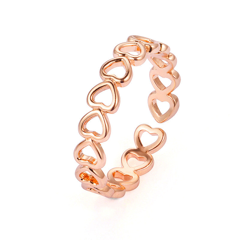 New Fashion Ring Jewelrycreative Metal Copper Electroplating Ring Adjustable Ladies Hollow Love Ring