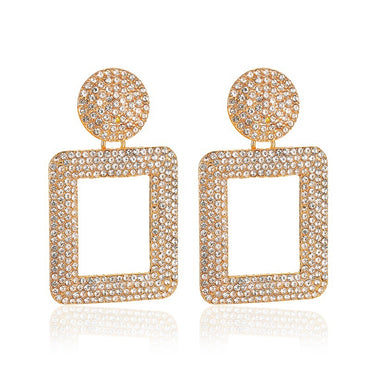 New Earrings Style Fashion Exaggerated Earrings Temperament Flash Diamond Geometric Square Earrings Diamond Wholesale Gooddiy