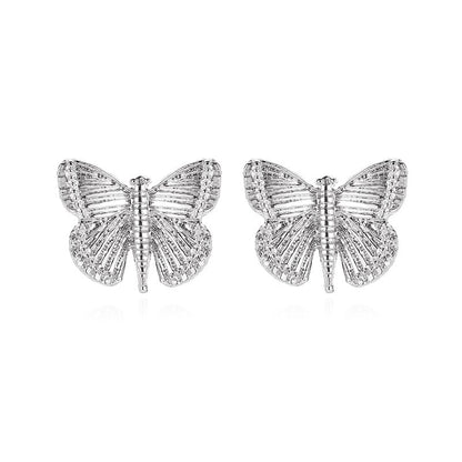 Fashion Retro Metal Butterfly Earrings Female Temperament Wild Grain Butterfly Earrings Wholesale Gooddiy