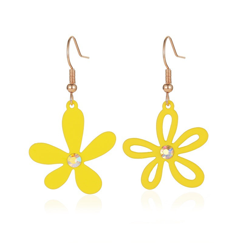 New Earrings About Asymmetric Hollow Flower Earrings Small Fresh Girl Feeling Five Petals Earrings Wholesale Gooddiy