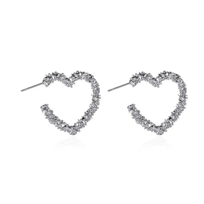 New Earrings Simple Metal Frosted Heart-shaped Earrings Ladies Temperament Carved Opening Love Earrings Wholesale Gooddiy