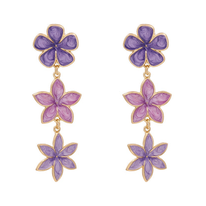 Fashion Retro Lilac Oil Drop Flower Earrings Three Earrings Personalized Earrings Wholesale Gooddiy