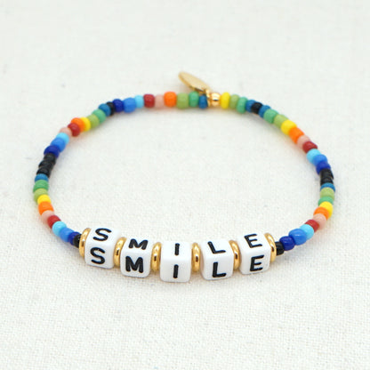 Original Boho Ethnic Wind Quartet Love Alphabet Rainbow Glass Beads Bracelet Wholesale Gooddiy