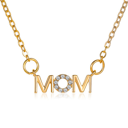 Mother's Day Necklace Simple Wild English Alphabet Necklace Mom Pendant Clavicle Chain Creative Holiday Gift Wholesale Gooddiy
