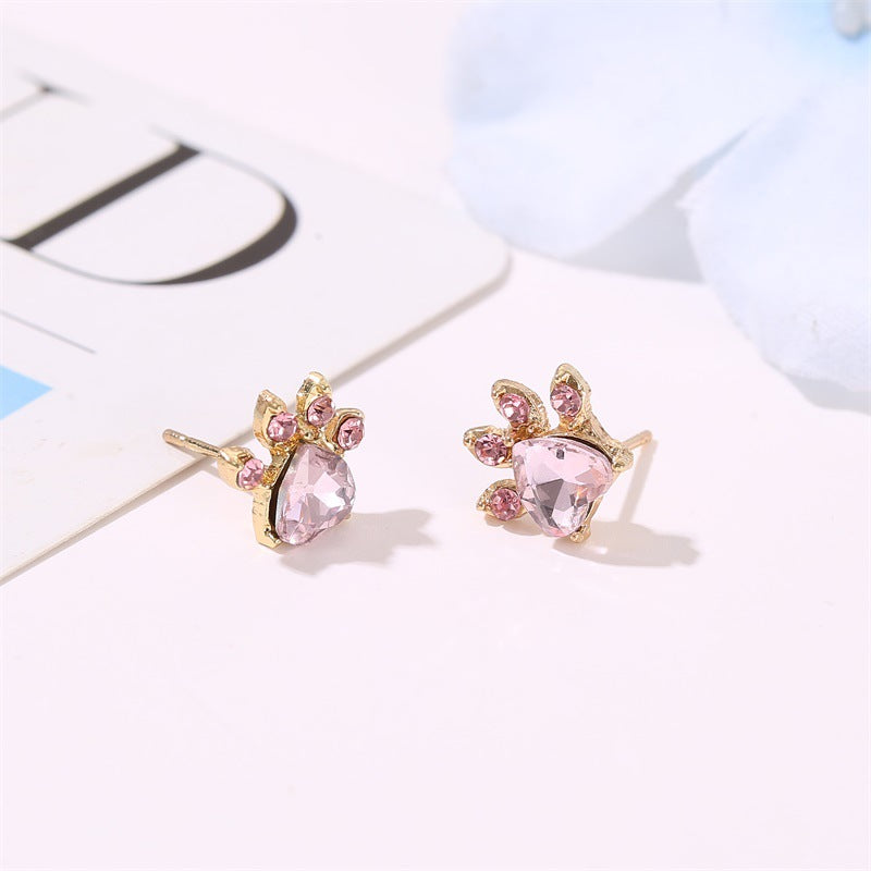 Simple Style Paw Print Alloy Plating Artificial Gemstones Women's