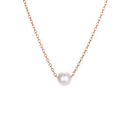 Explosion Accessories Simple Pearl Pendant Stainless Steel Gold-plated Necklace Clavicle Chain Distribution Wholesale Gooddiy