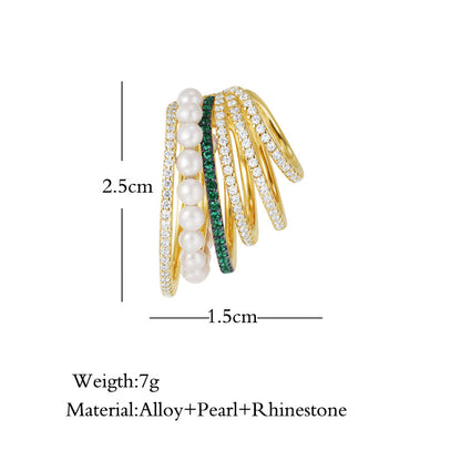 Fashion Multi-layer Retro Pearl Rhinestone Ear Clip