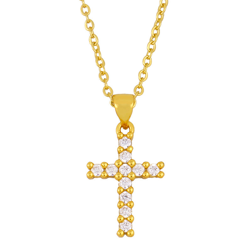 Fashion Cross 18k Gold Plated Necklace In Bulk