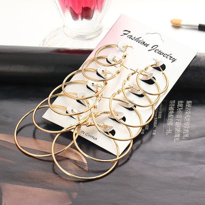 Retro Geometric Plating Iron Hoop Earrings