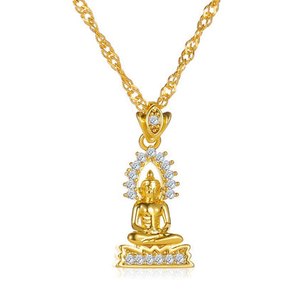 New Hot Sale Thailand Gold Plated Buddha Statue Pendant Necklace Nepal Buddhist Believers Men And Women Pendant Ornaments Wholesale Gooddiy