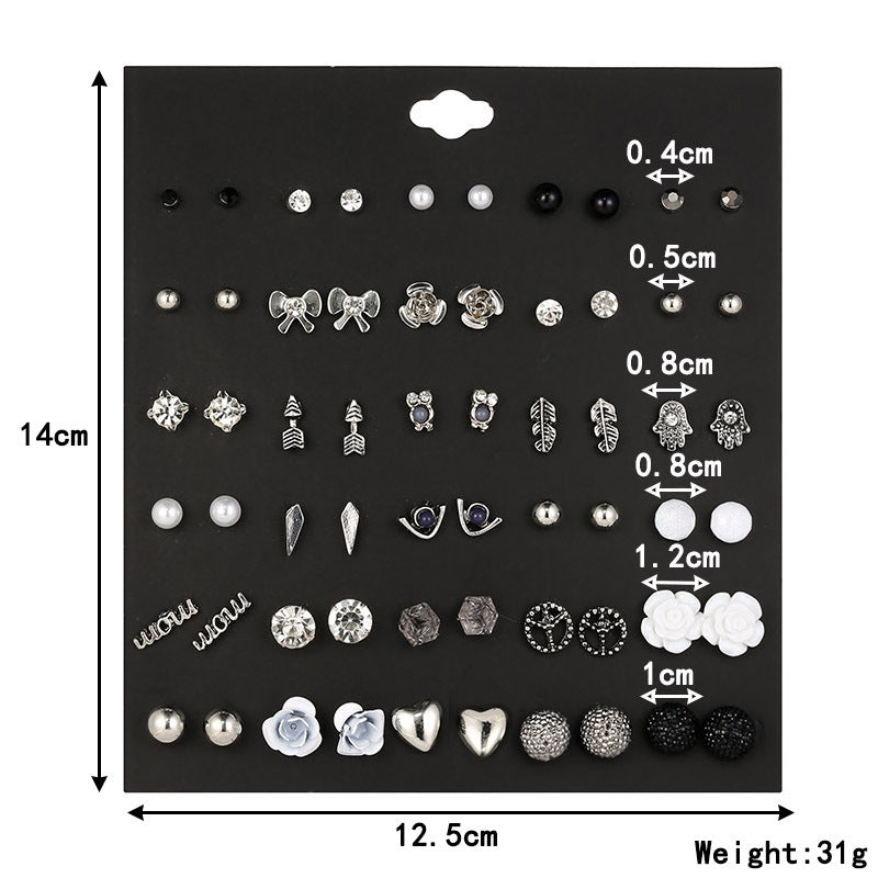 30 Pairs Of Silver-plated Owl Pearl Earrings Set Wholesale Fashion Jewelry