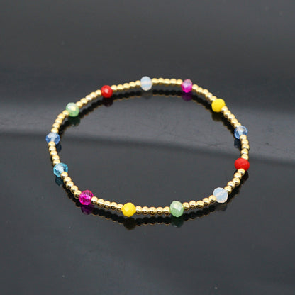 Original Boho Ethnic Wind Quartet Love Alphabet Rainbow Glass Beads Bracelet Wholesale Gooddiy