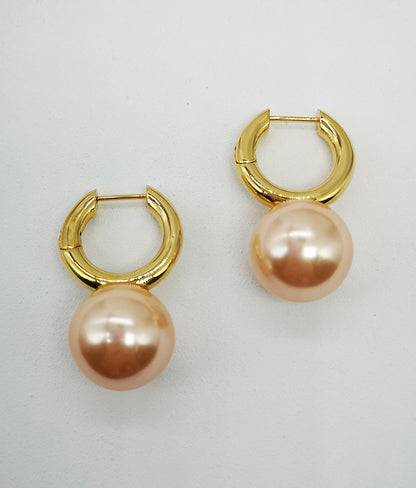 1 Pair Fashion Round Brass Plating Inlay Pearl Drop Earrings