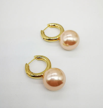 1 Pair Fashion Round Brass Plating Inlay Pearl Drop Earrings