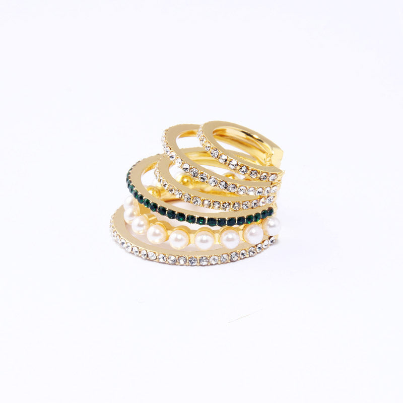 Fashion Multi-layer Retro Pearl Rhinestone Ear Clip