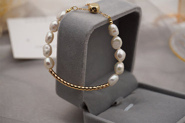 Fashion Irregular Pearl Titanium Steel Copper Bracelets 1 Piece