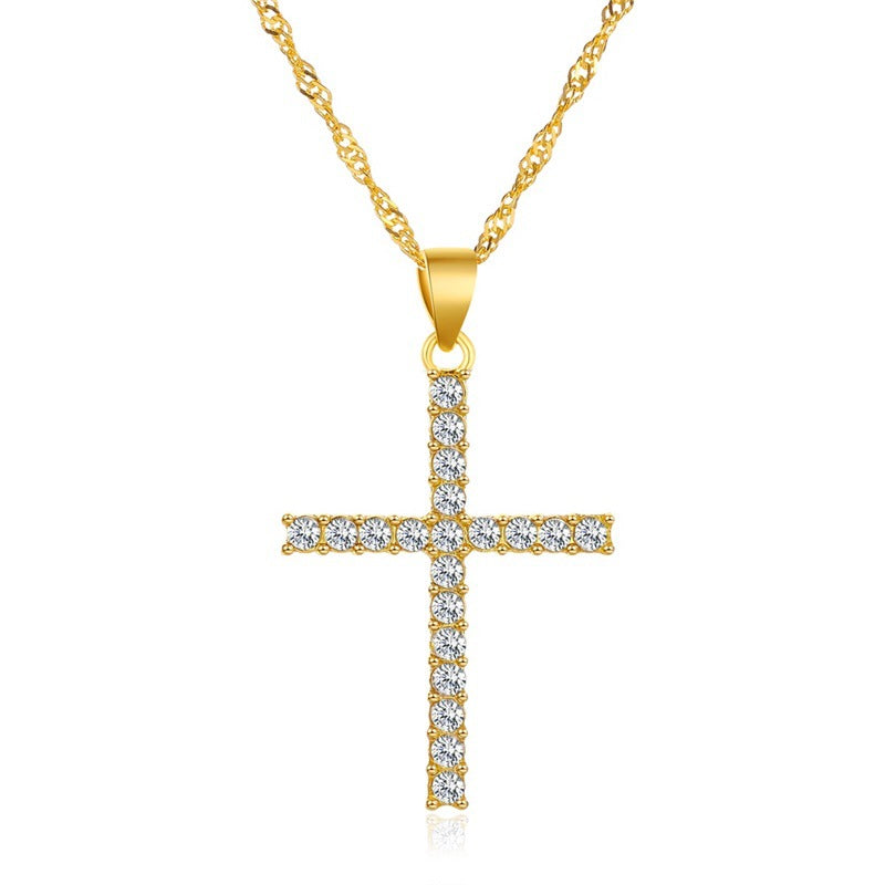 New Necklace Simple Cross Necklace Hollow Domineering Flying Dragon Necklace Imitation Gold Necklace Wholesale Gooddiy
