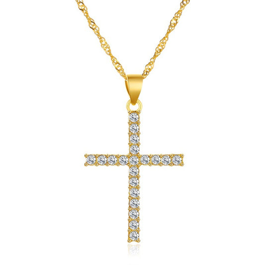 New Necklace Simple Cross Necklace Hollow Domineering Flying Dragon Necklace Imitation Gold Necklace Wholesale Gooddiy