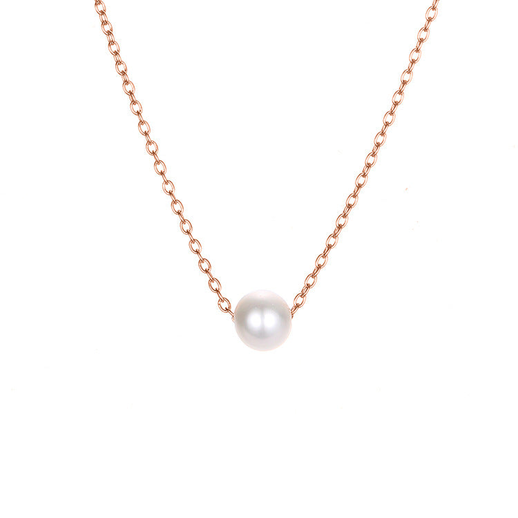 Explosion Accessories Simple Pearl Pendant Stainless Steel Gold-plated Necklace Clavicle Chain Distribution Wholesale Gooddiy