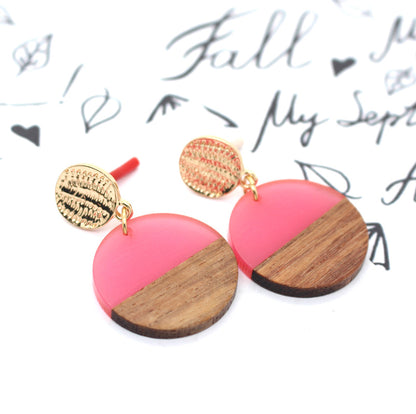 Fashion Jewelry Original Simple Earrings Resin Wood Stitching Earrings Wholesale Gooddiy