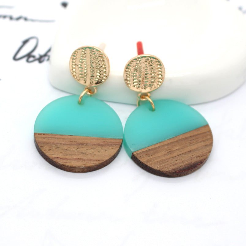 Fashion Jewelry Original Simple Earrings Resin Wood Stitching Earrings Wholesale Gooddiy