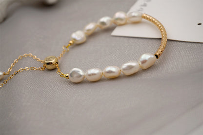 Fashion Irregular Pearl Titanium Steel Copper Bracelets 1 Piece