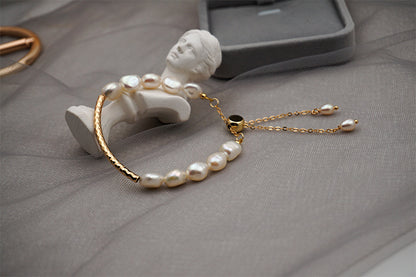 Fashion Irregular Pearl Titanium Steel Copper Bracelets 1 Piece