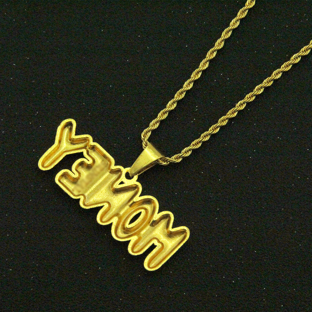 New Men's Diamond Money Letter Tag Pendant Necklace